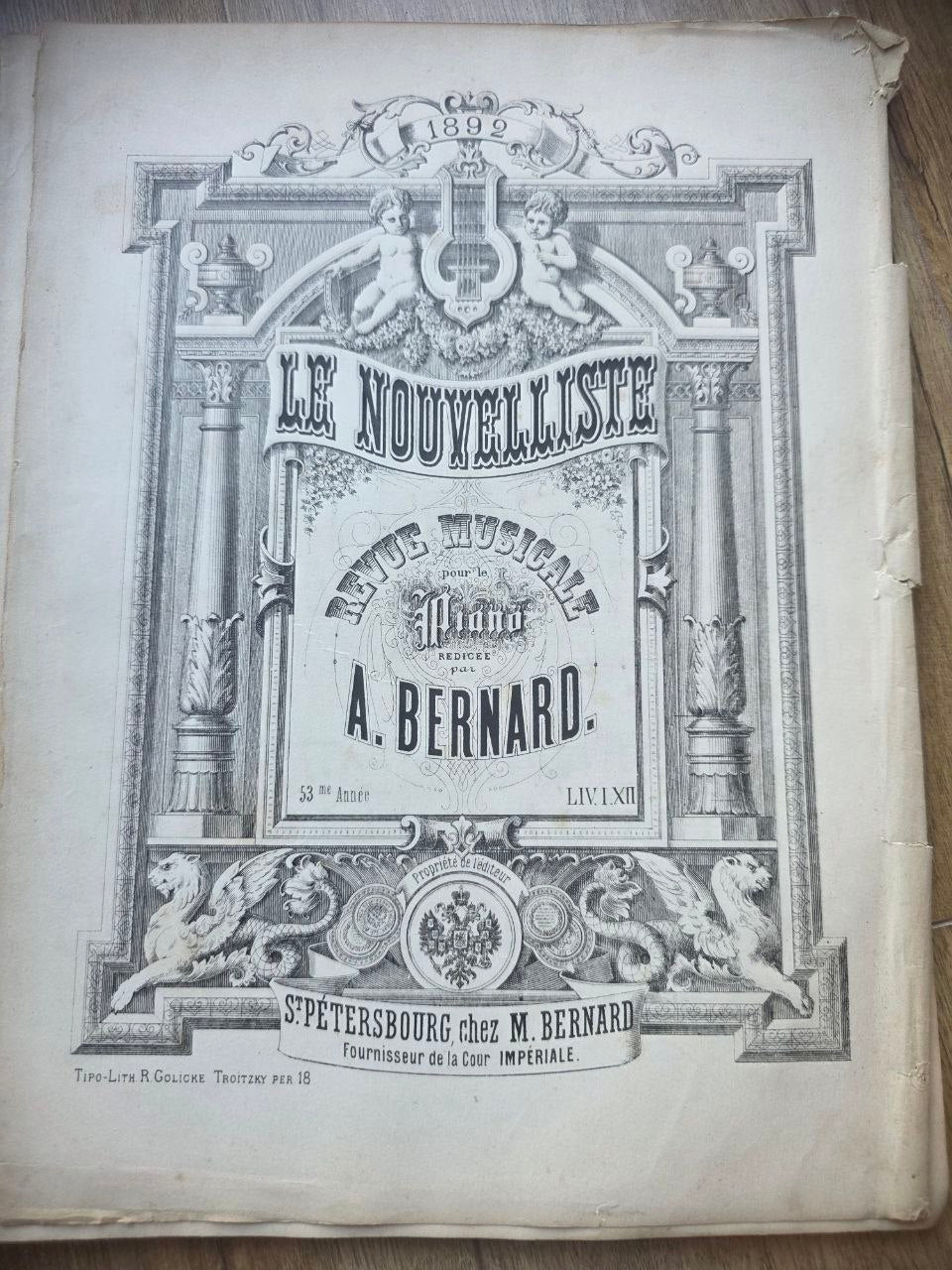 Le Nouvelliste — Imperial Russian Piano Music Journal (1892)