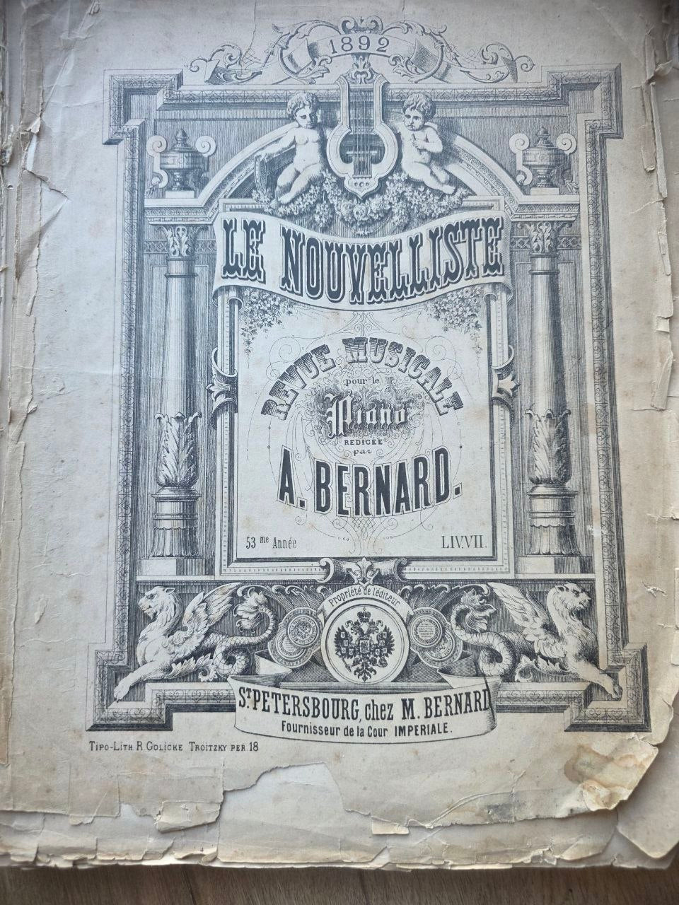 Le Nouvelliste — Imperial Russian Piano Music Journal (1892)