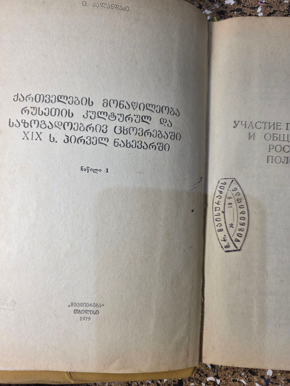 RARE 1979 BOOK: Georgian Contribution to Russian Life (19th Century)